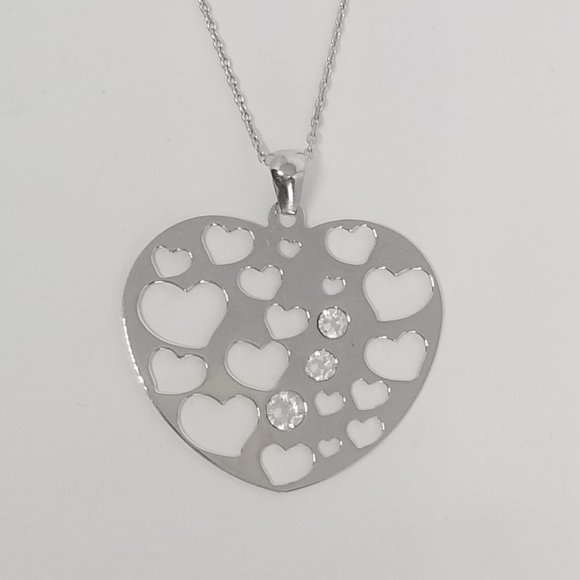 Heart Pendant Swarovski Crystal Sterling Silver - Picture 1 of 6